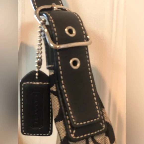 Vintage 00s Coach 6070 Signature Hobo Shoulder Bag black & Gray CC Pattern - Picture 4 of 9